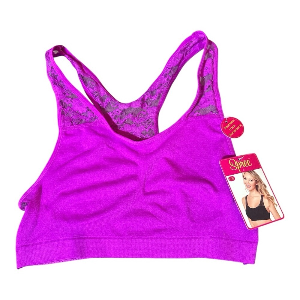 Spree Seamless Lace Racerback Bra L/XL – Purple Comfort Bralette - Picture 2 of 9